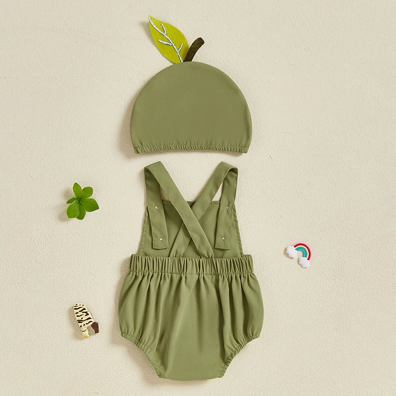 Baby Fruit Overalls Romper & Hat Set Summer Outfit 0–18 Months