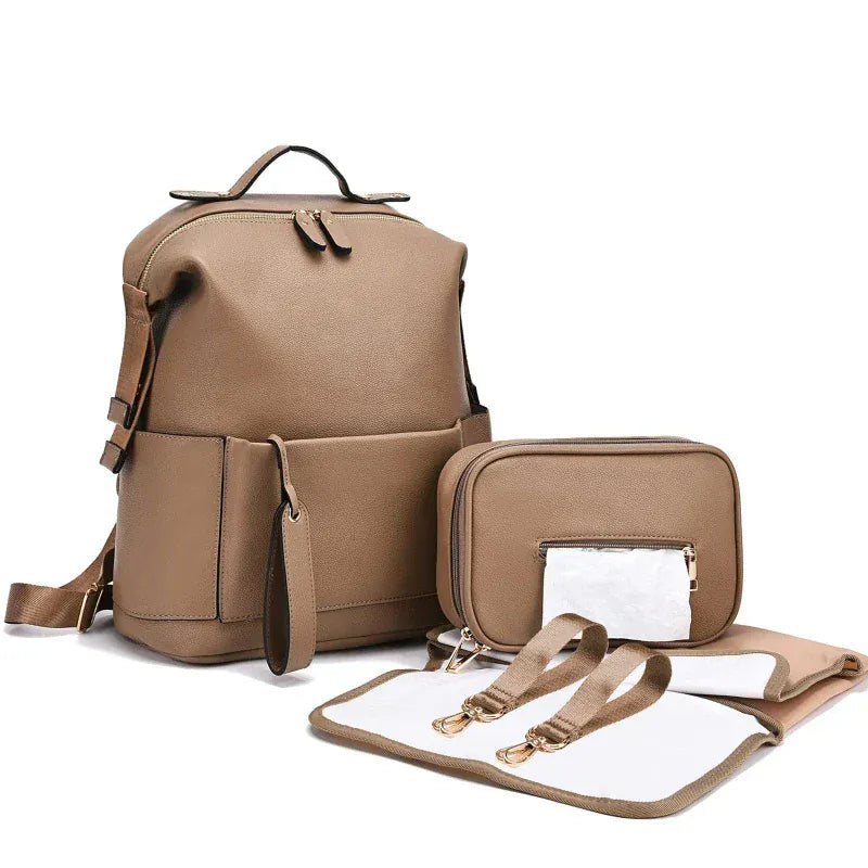 The Signature PU Leather Diaper Backpack