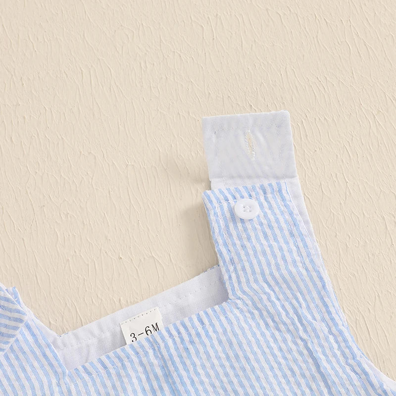 Dog Embroidered Seersucker Overalls for Toddlers