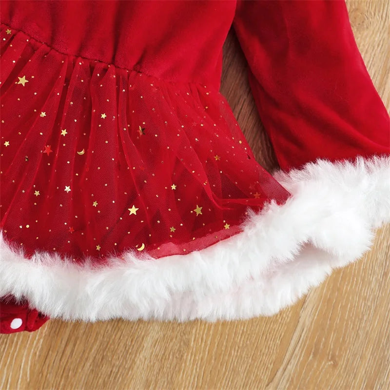 Baby Girls' Christmas Long Sleeve Romper Outfit