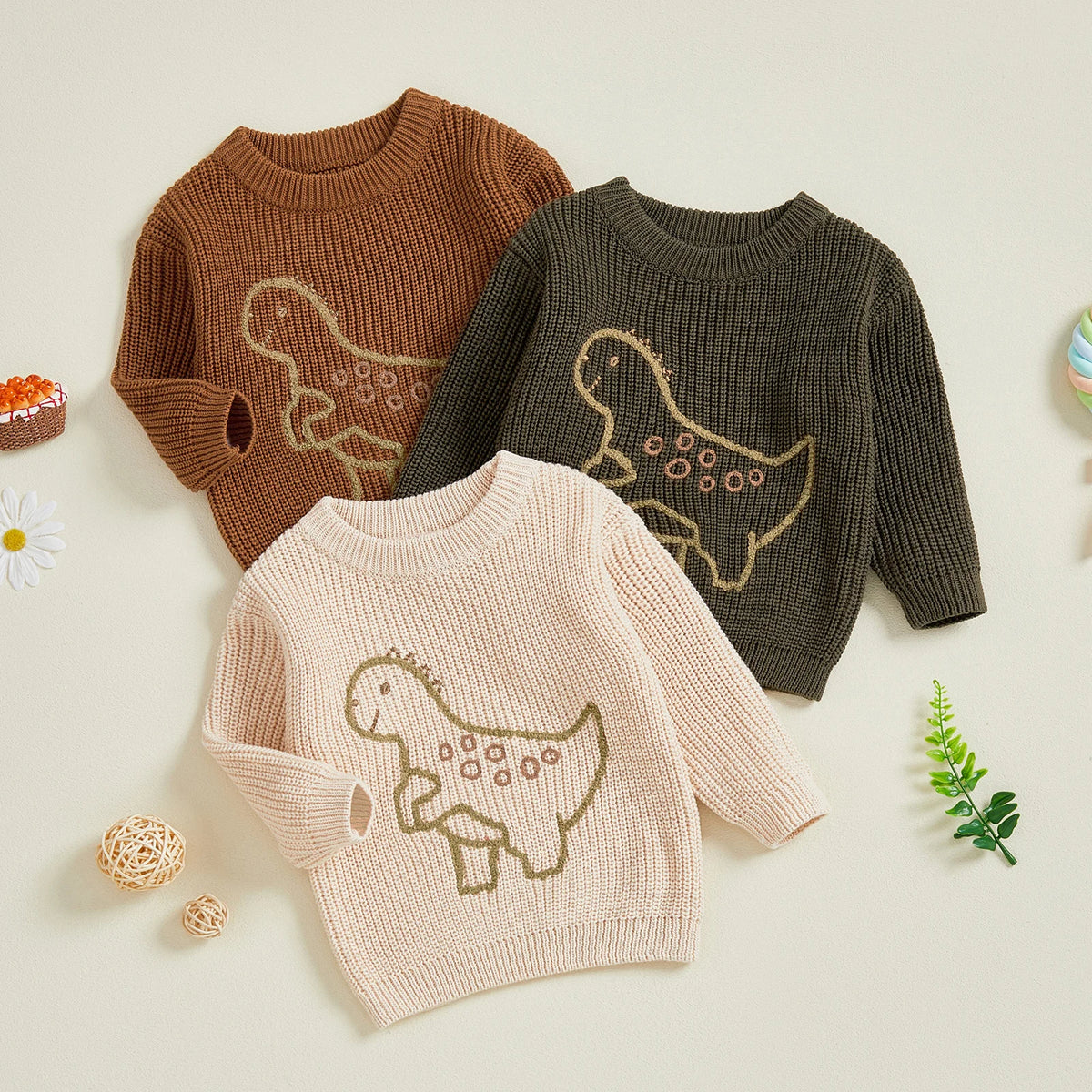 Baby & Toddler Boys' Dinosaur Embroidered Knit Sweater