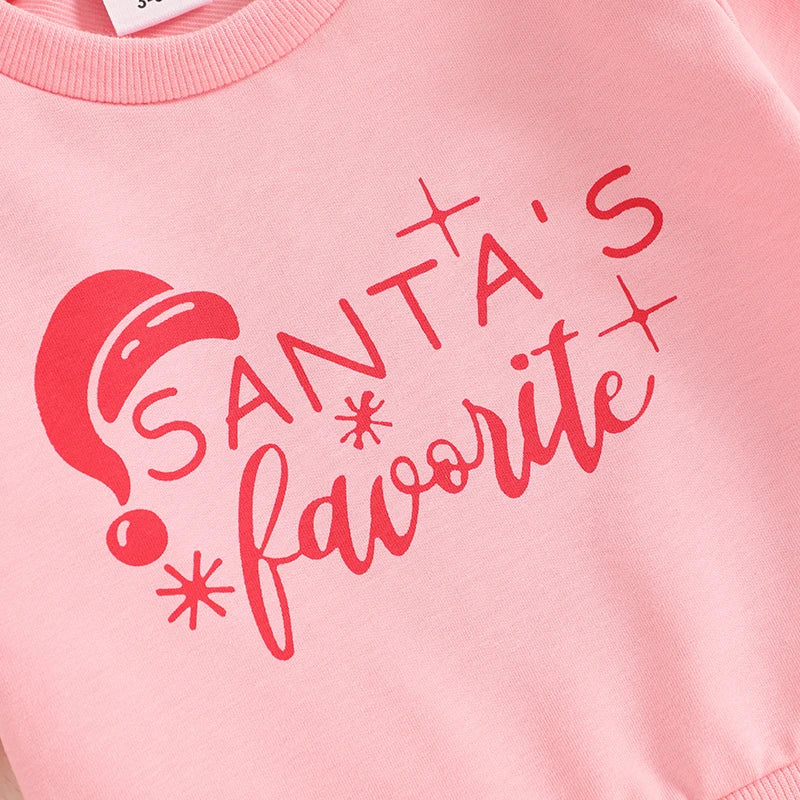 Baby Girl Christmas Santa Sweatshirt & Flare Pants Set