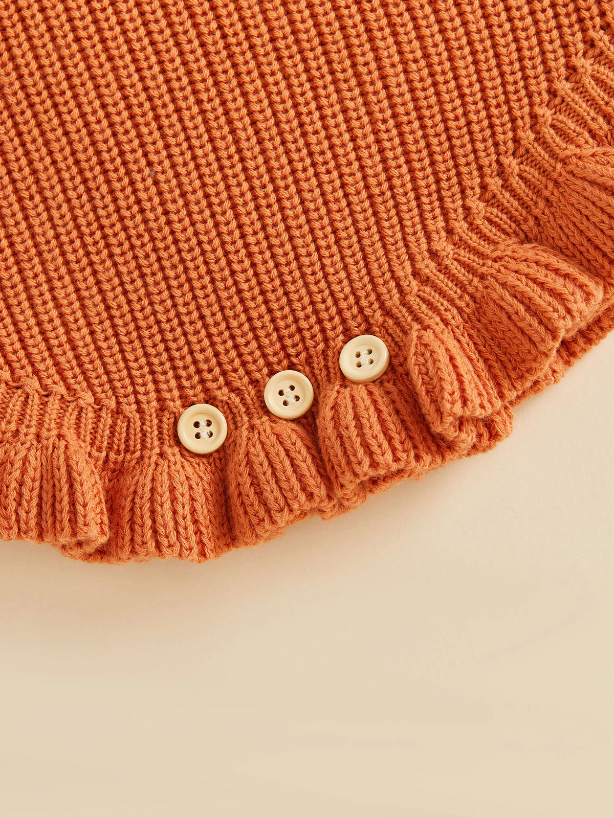 Baby Girl Pumpkin Embroidered Knit Romper