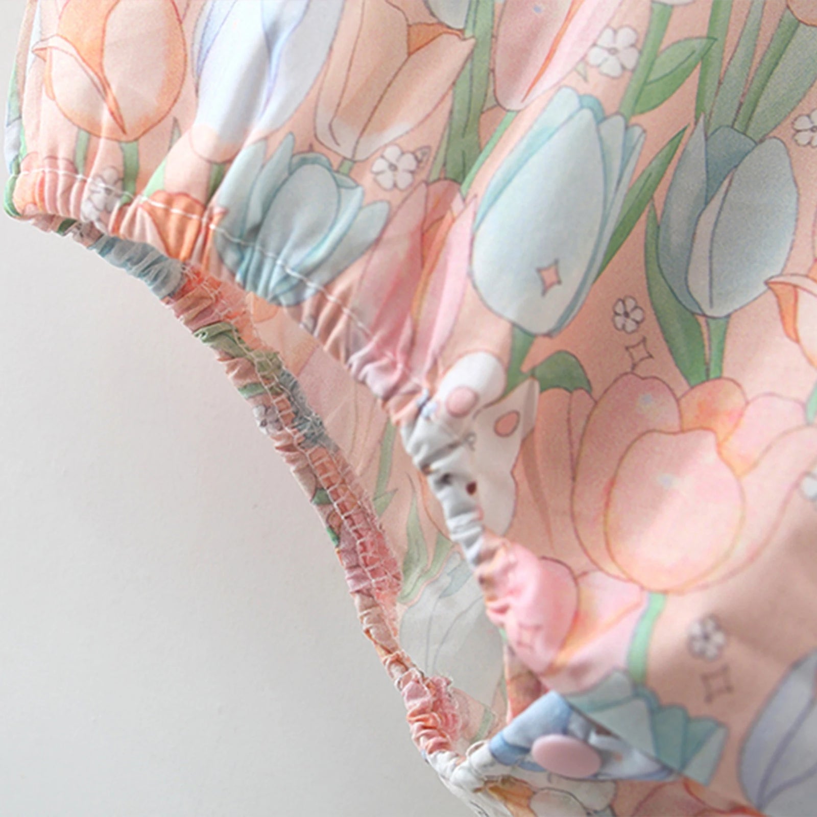 Chinese Style Floral Qipao Romper & Bonnet Set