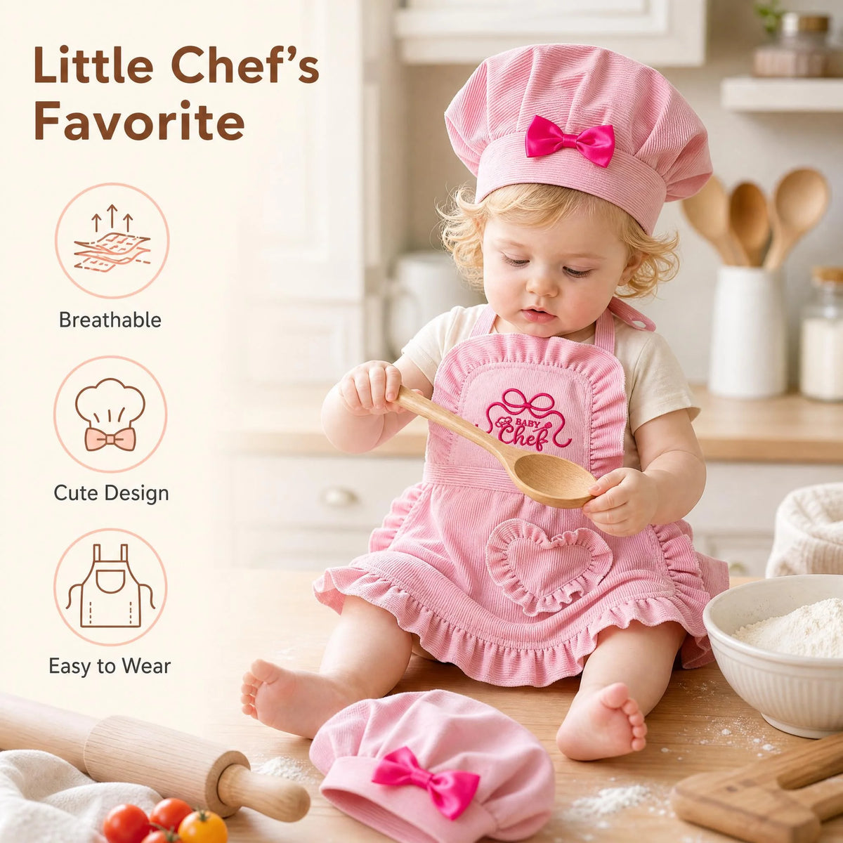 Newborn Chef Apron and Hat Costume Set