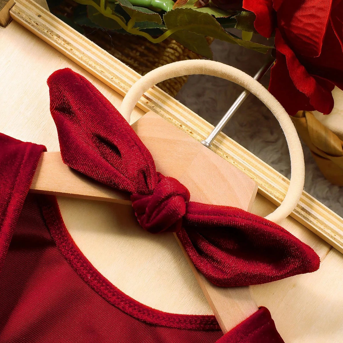 Newborn Burgundy Christmas Romper Outfit