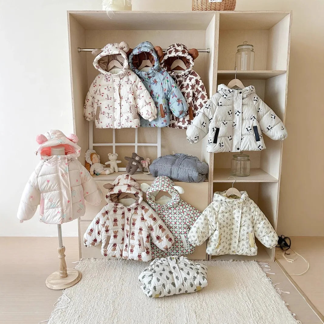 Kids' Velvet-Lined Thickened Cotton Coat