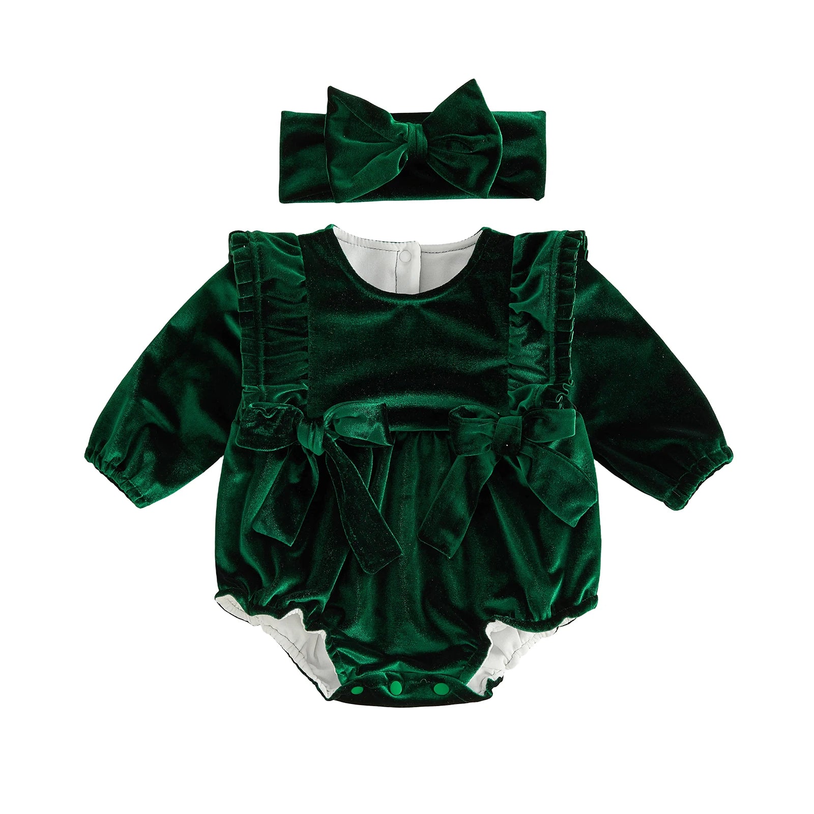 Baby Girl Ruffle Bow Romper & Headband Set