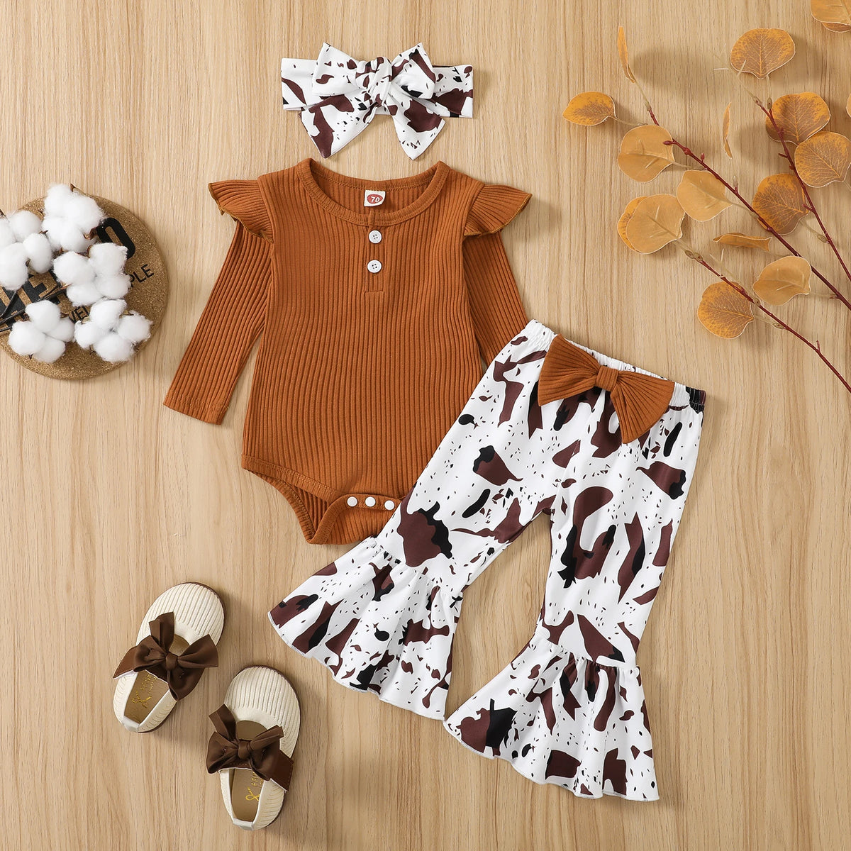 Animal Print Flare Pants Outfit for Baby Girls