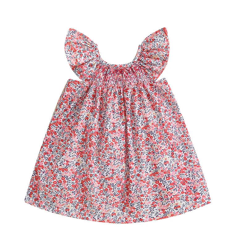 Floral Print Ruffle Sleeve Summer Dress