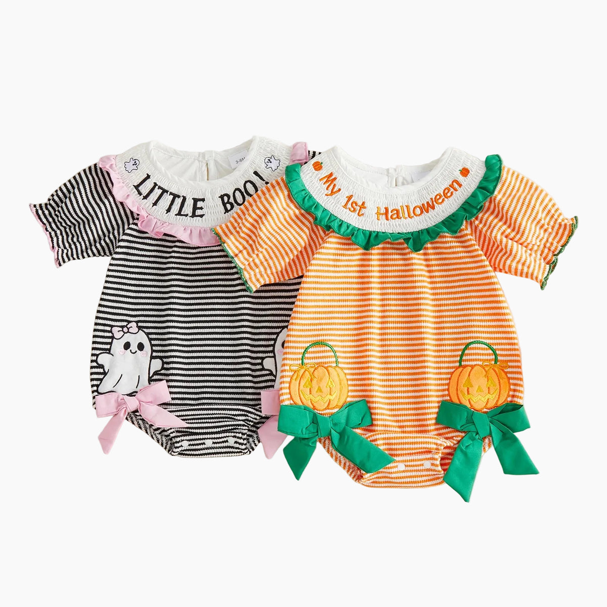 Baby Girl First Halloween Pumpkin Embroidered Bodysuit