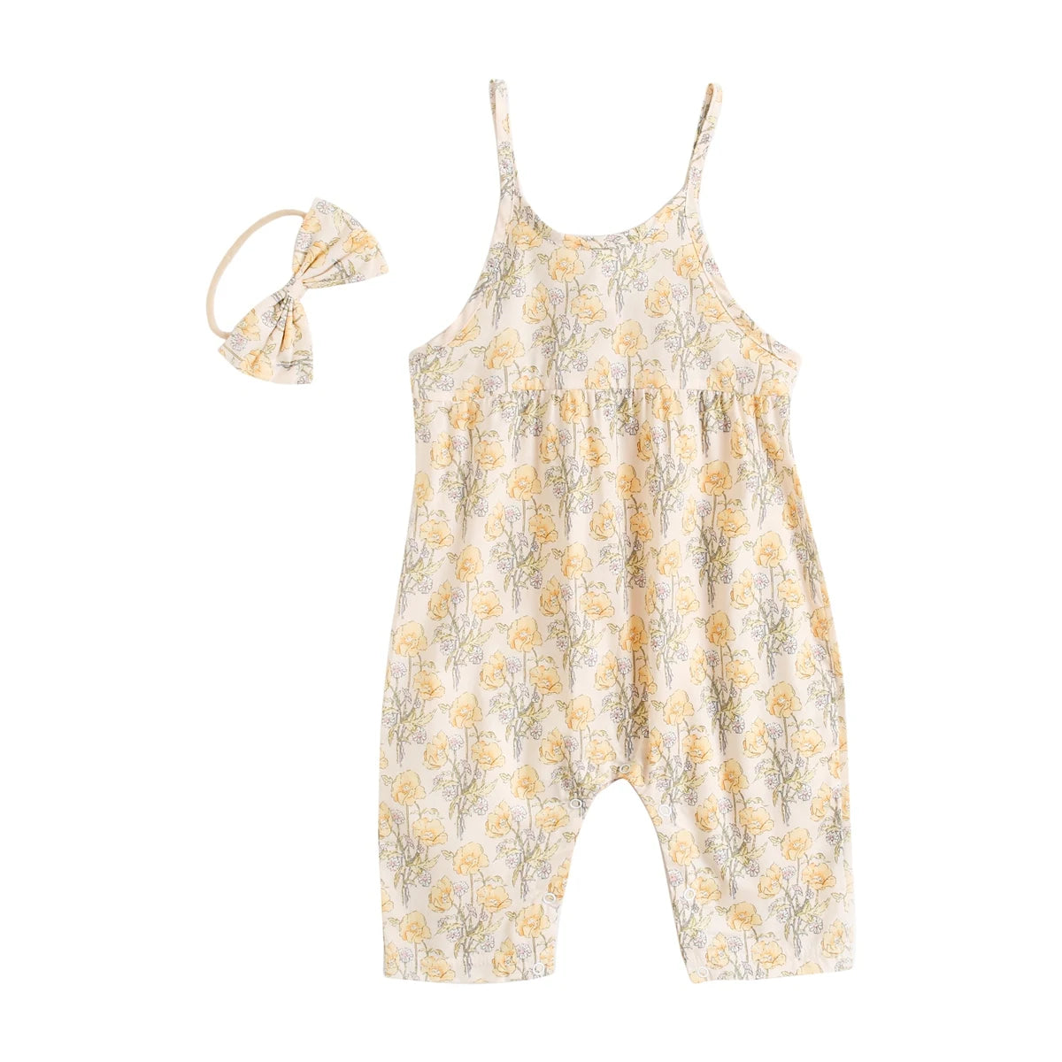 Baby Girl Floral Romper with Matching Headband