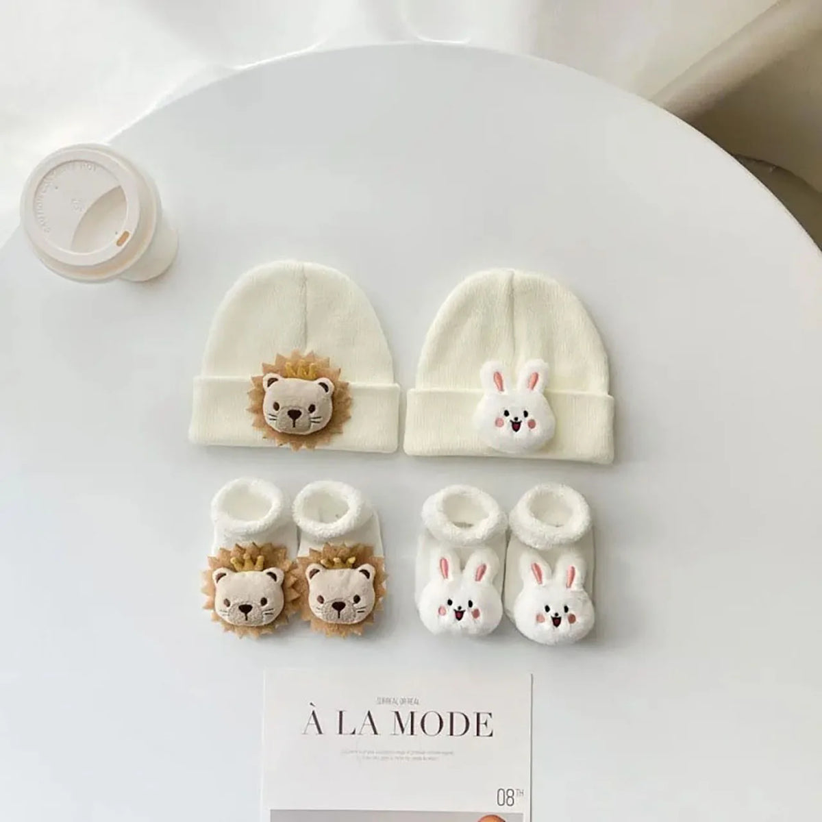Knitted Beanie & Sock Set for Newborns