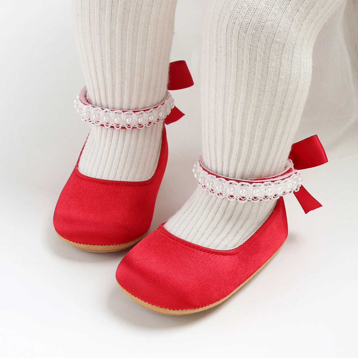 Satin & Pearl Princess Shoes for Infant Girls