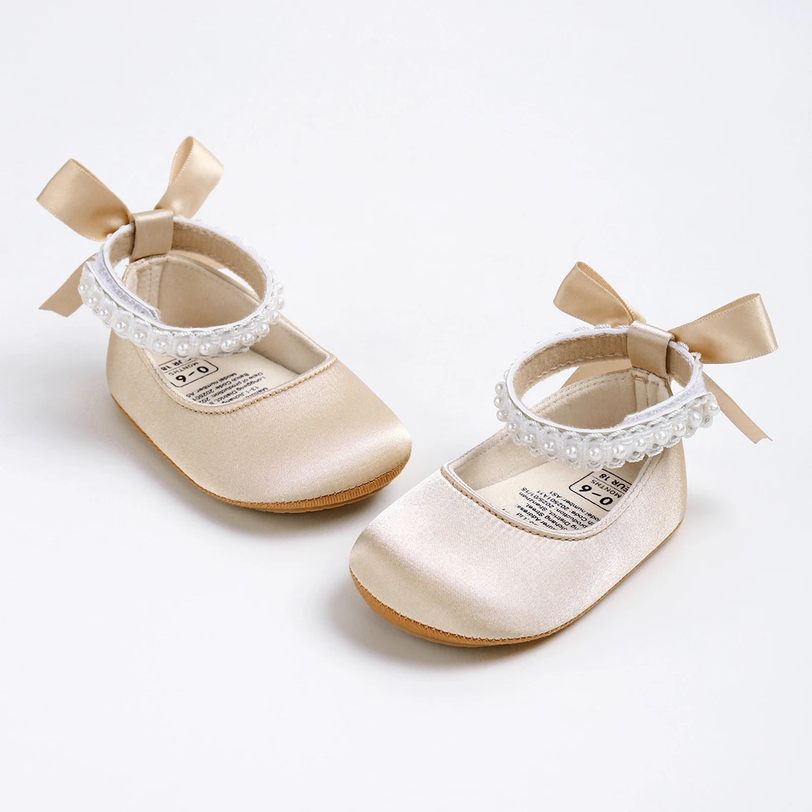 Satin & Pearl Princess Shoes for Infant Girls