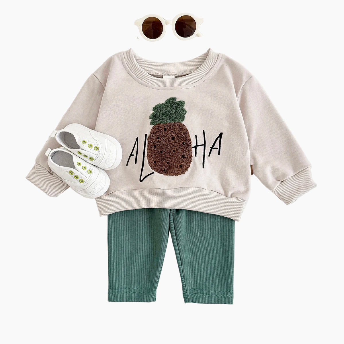 Aloha Pineapple Terry-Knit Sweatshirt & Pants Set