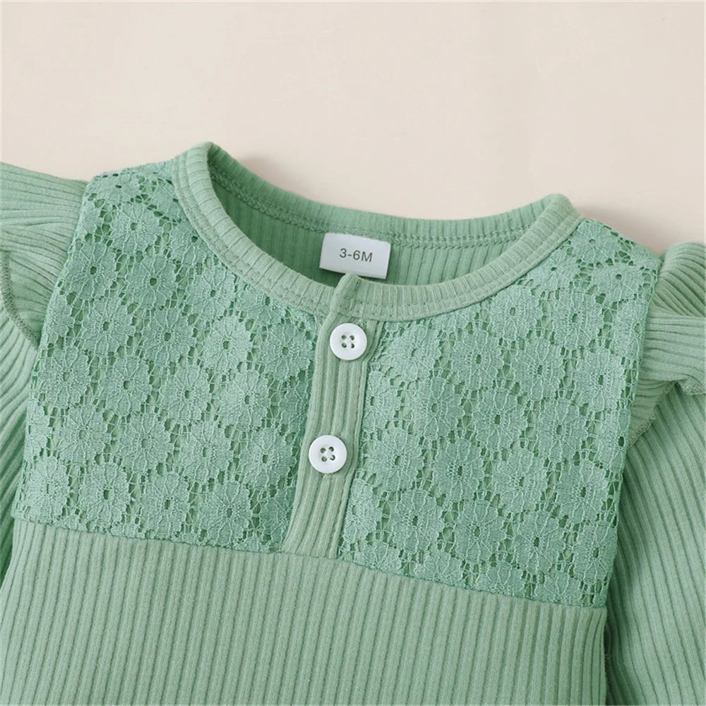 Long Sleeve Romper, Floral Pants and Headband Set