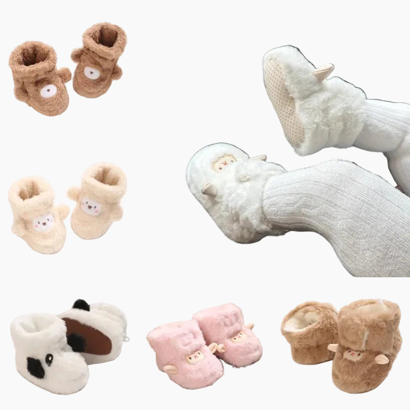 Baby Plush Winter Booties with Soft Soles