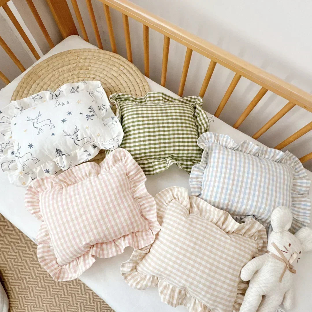 Custom Name Cotton Ruffle Baby Pillow