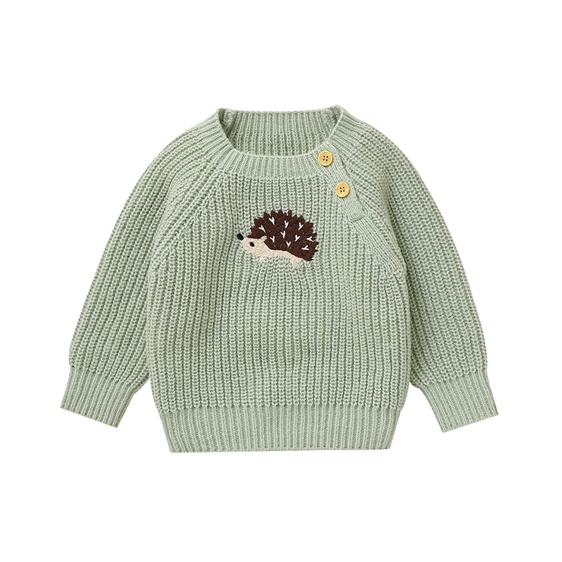 Little Hedgehog Embroidered Knit Sweater
