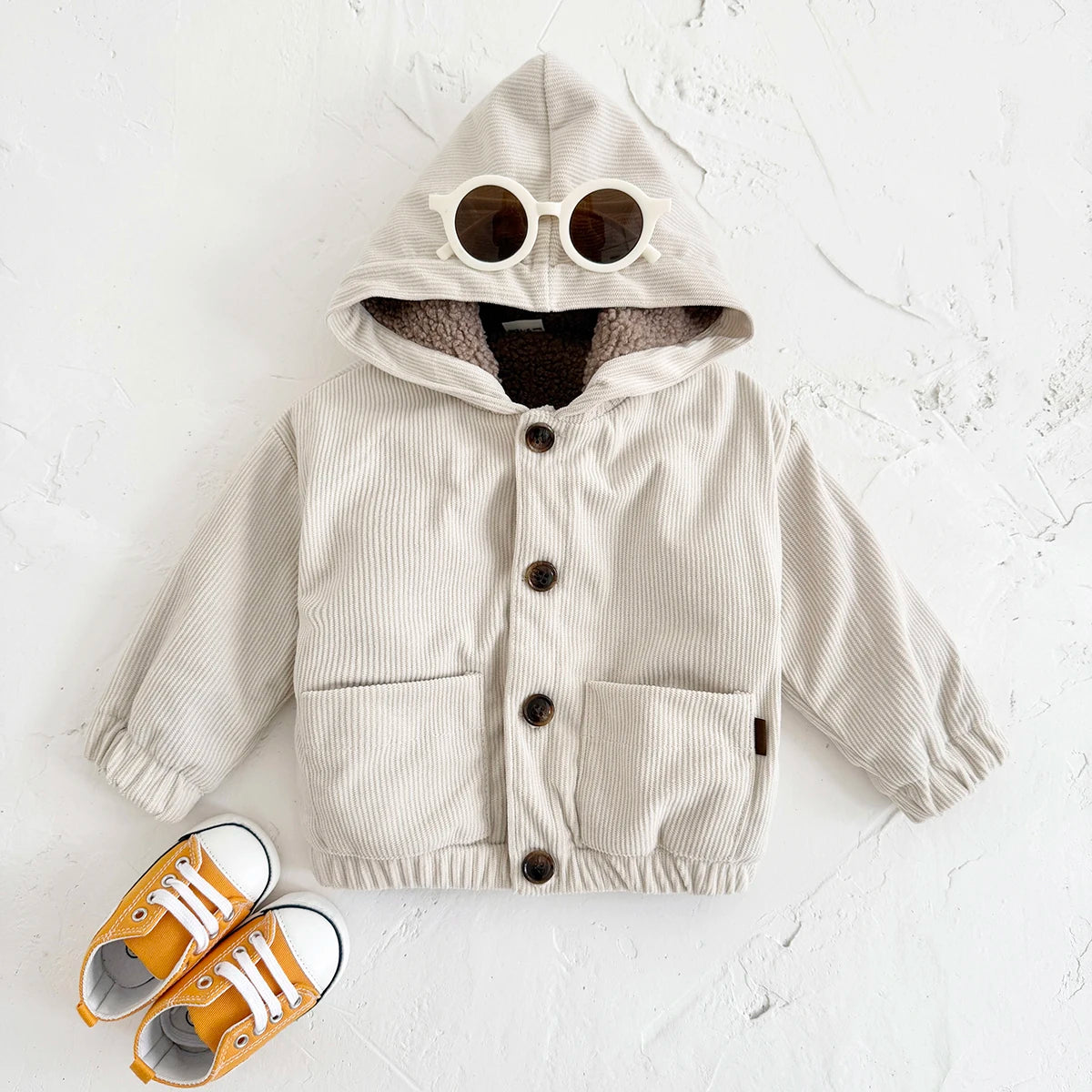 Unisex Sherpa-Lined Corduroy Hooded Jacket