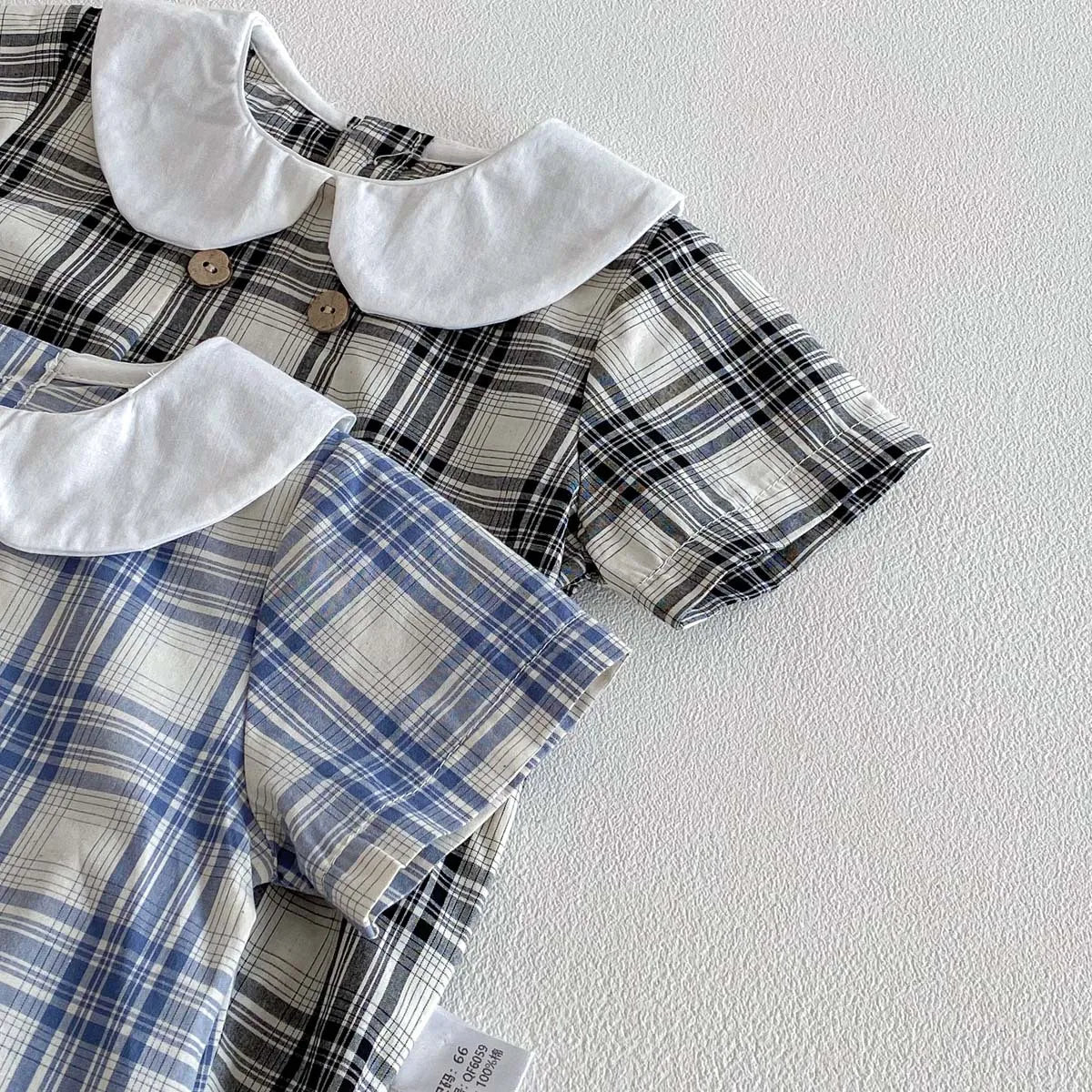Baby Girl Cotton Checked Bodysuit & Sun Hat Set