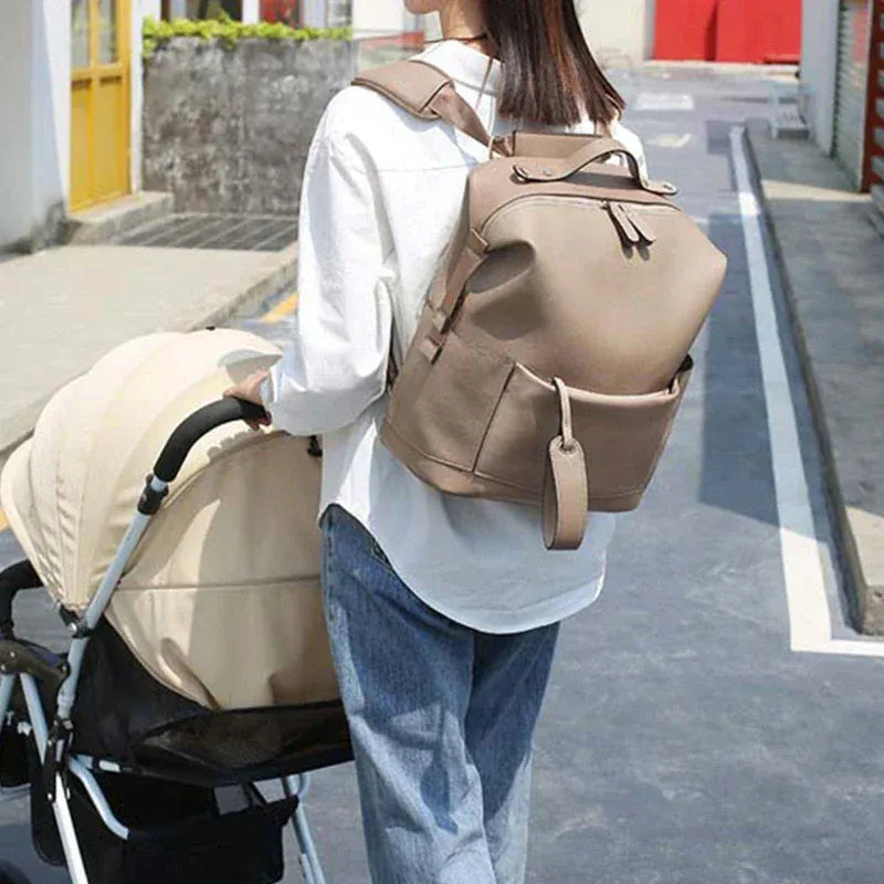 The Signature PU Leather Diaper Backpack