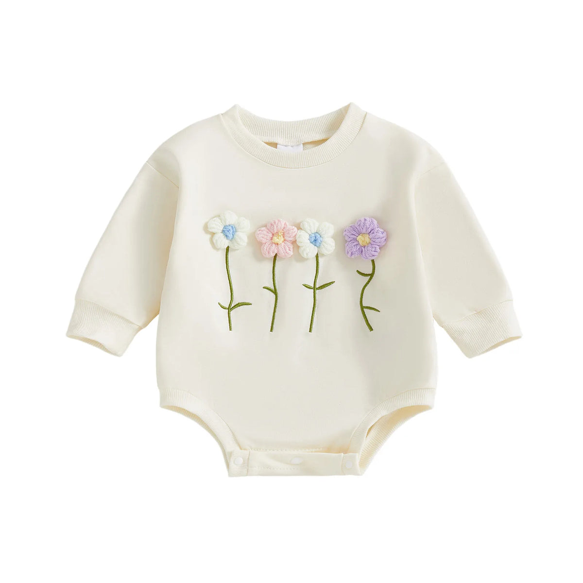 Wildflower Row 3D Floral Sweatshirt Romper