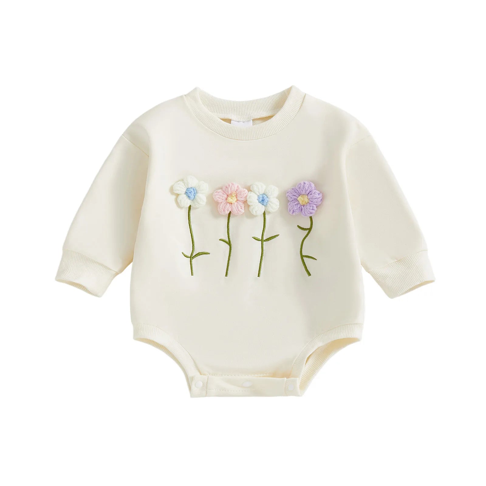 Wildflower Row 3D Floral Sweatshirt Romper