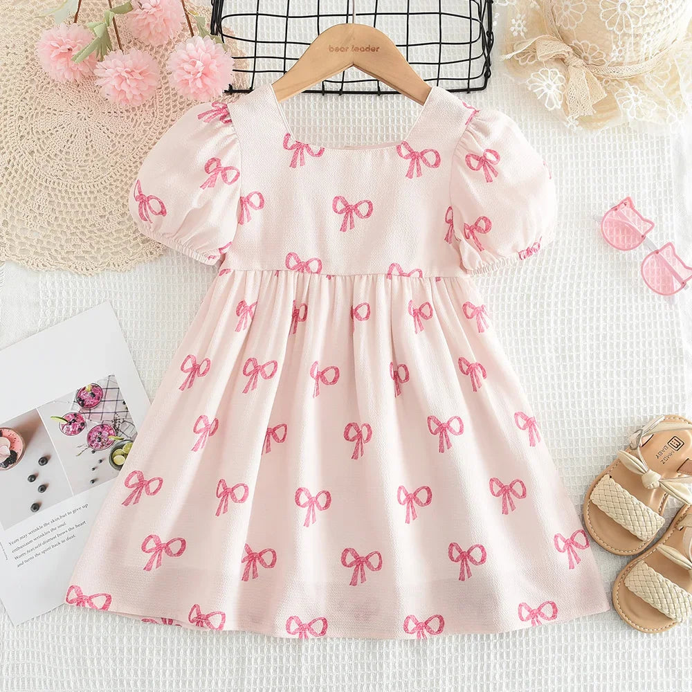 Sweet Bow Print Princess Dress