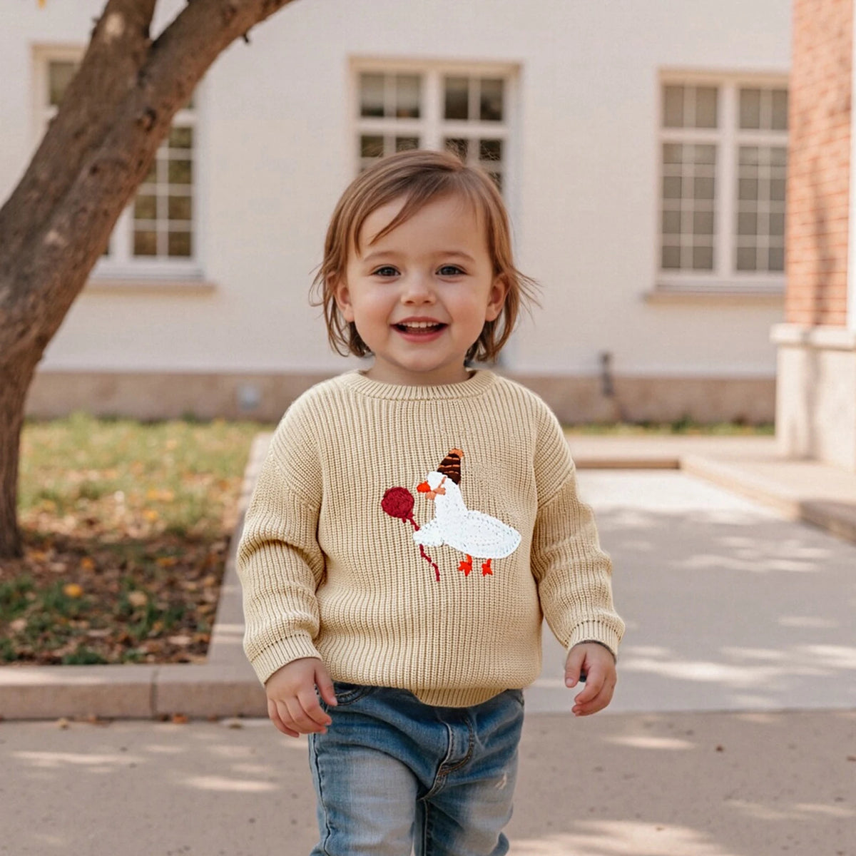 Baby & Toddler Goose Balloon Embroidered Sweater