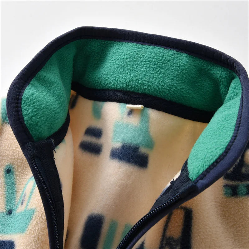 Printed Fleece Zipper Jacket for Boys