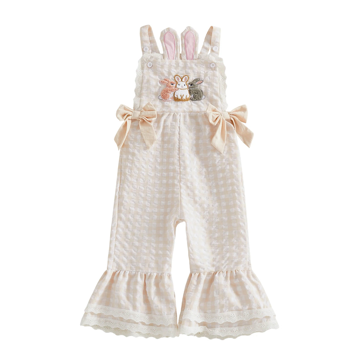 Toddler Baby Girls Easter Plaid Jumpsuit