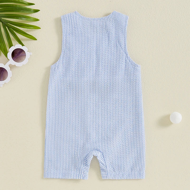 Golf Cart Appliqué Striped Romper