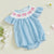 Smocked Bow Embroidered Baby Girl Romper