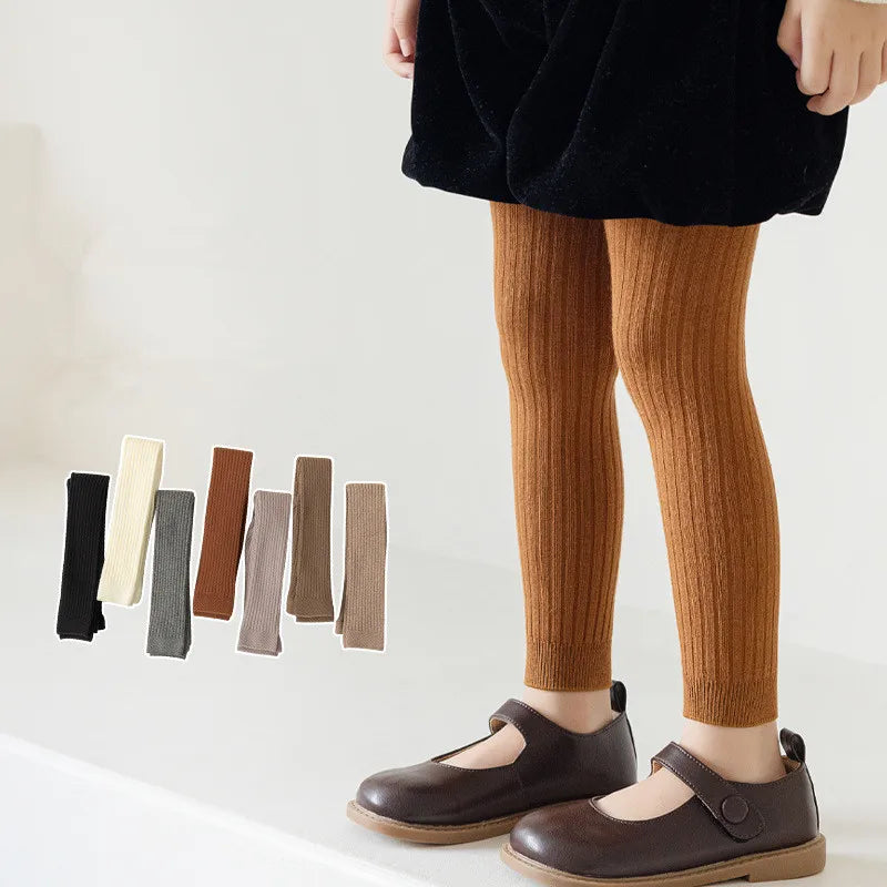 Solid Color Knit Stretch Tights