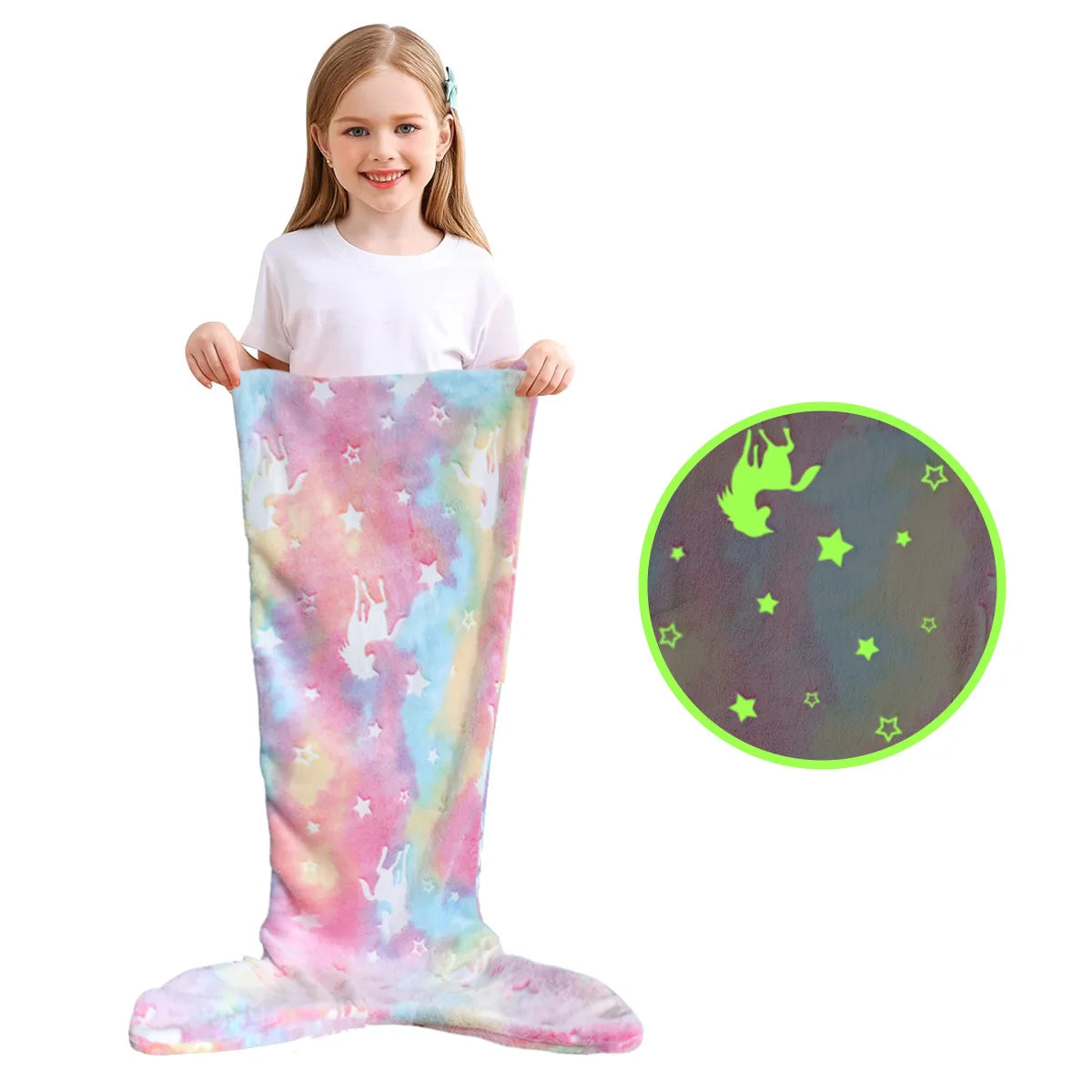 Glow in the Dark Mermaid Tail Blanket for Girls