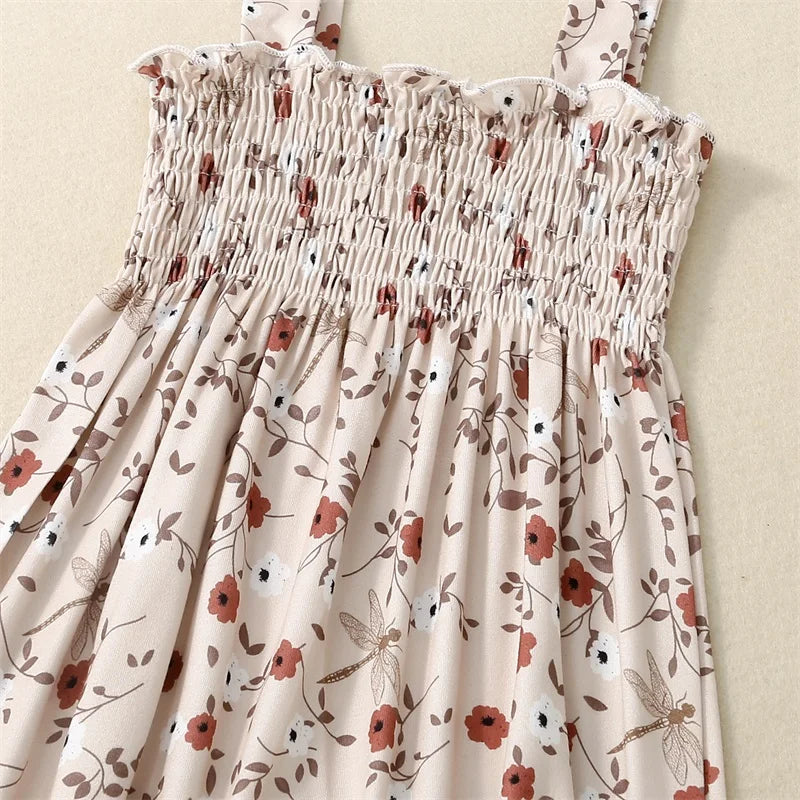 Baby Girls Floral Halter Romper with Tie-Up Straps