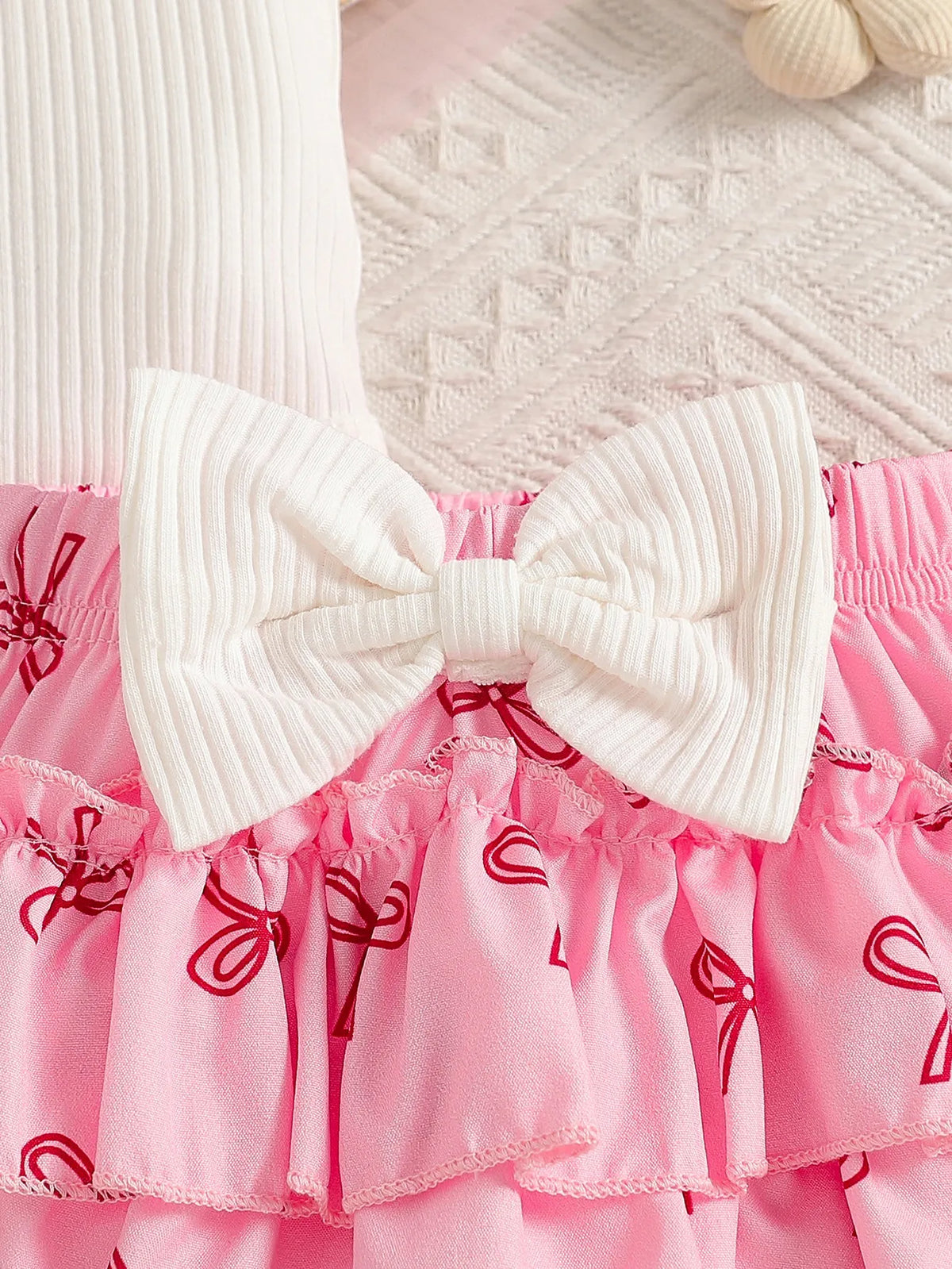 Baby Girls’ Summer Bow Print Romper Outfit