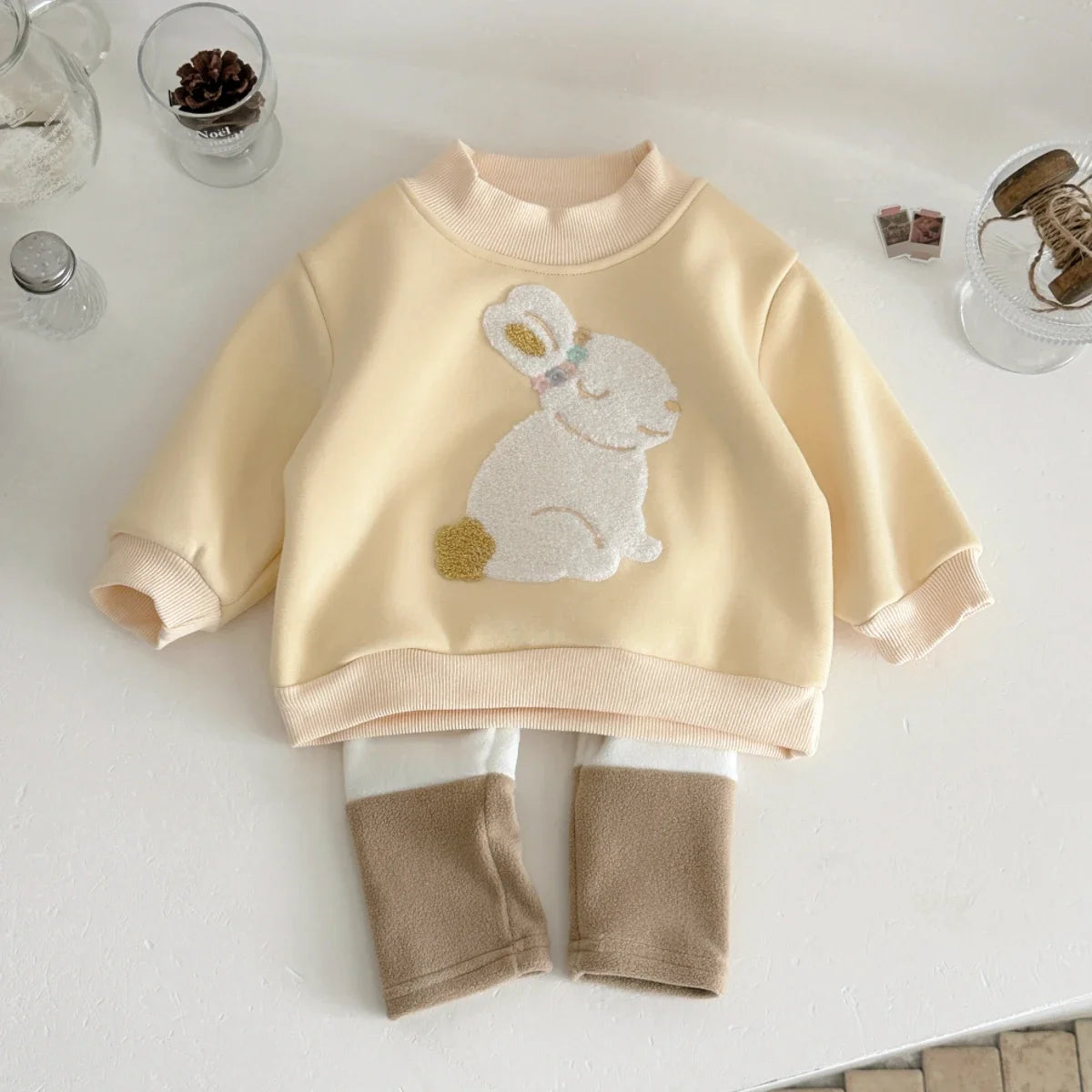 Baby & Toddler Casual Embroidered Rabbit Sweatshirt and Pants Set