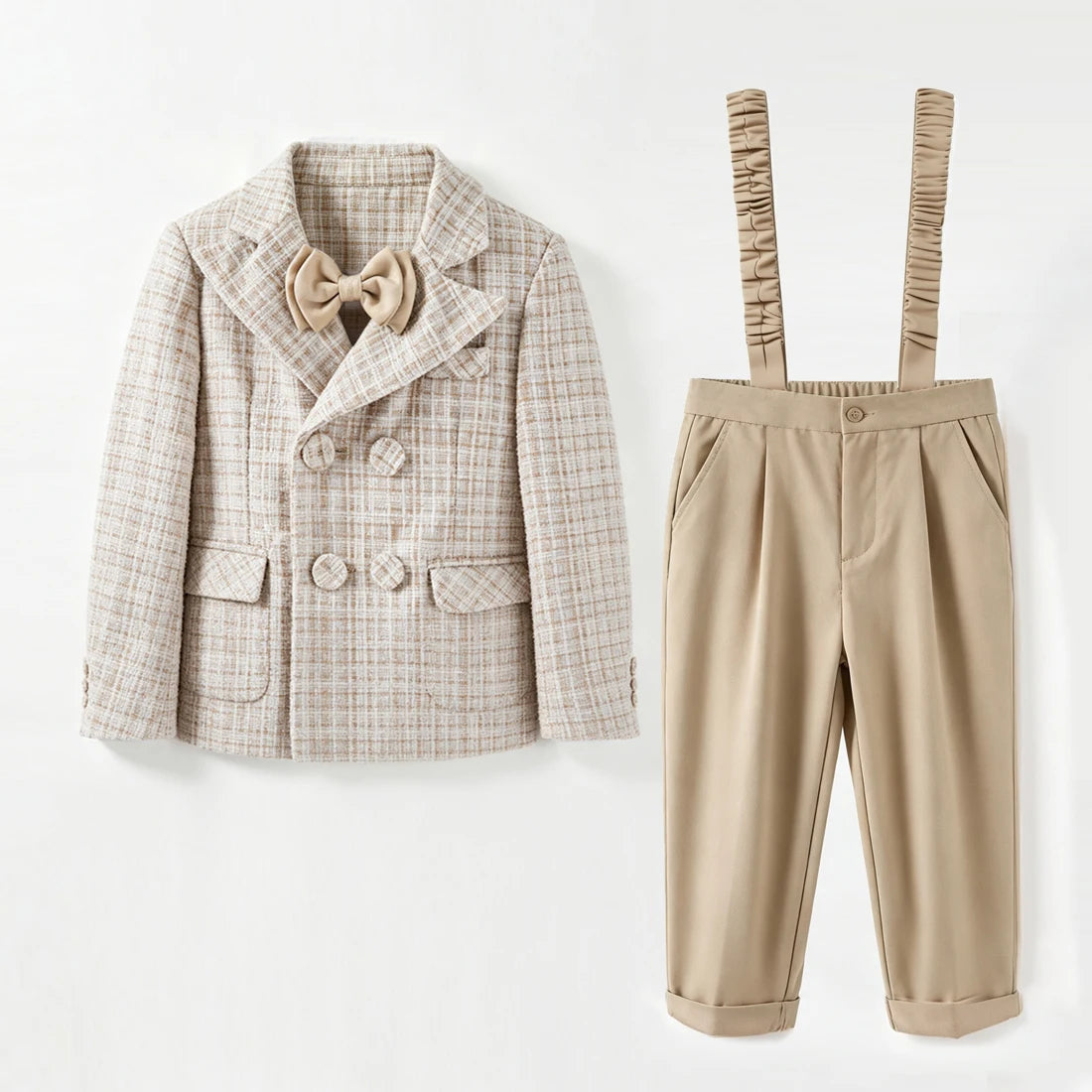 Toddler Boys’ Khaki Tweed Suit Set