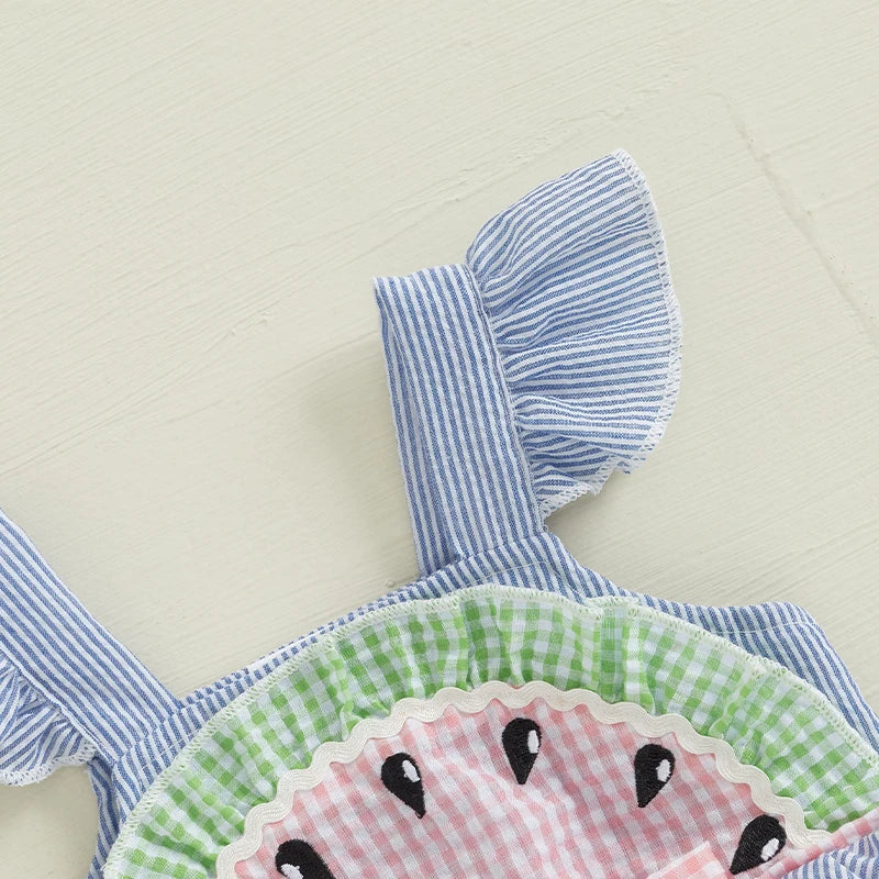Watermelon Themed Romper Dress for Baby Girls
