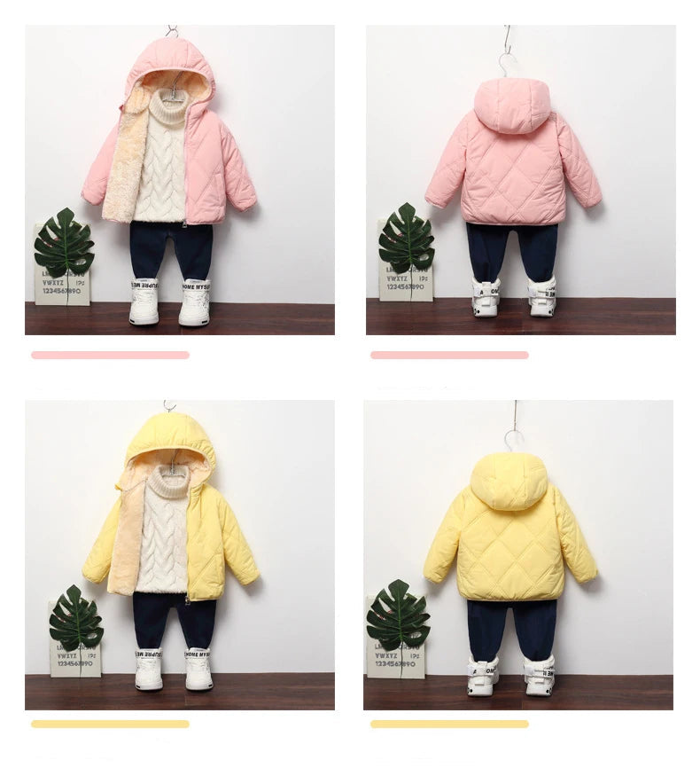 Plush Velvet Lined Winter Puffer Jacket for Kids