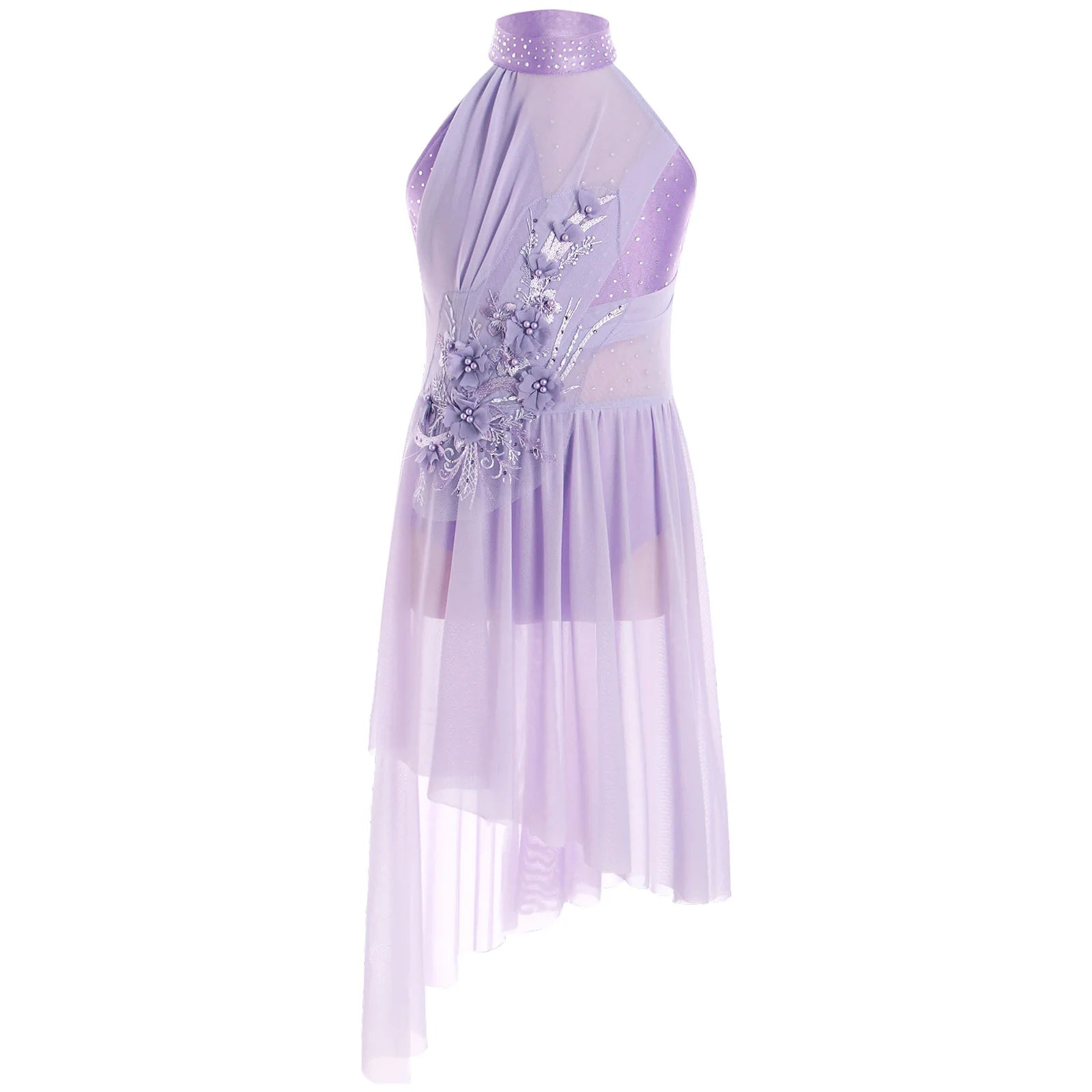 Girl's Lyrical Dance Dress with High-Low Skirt