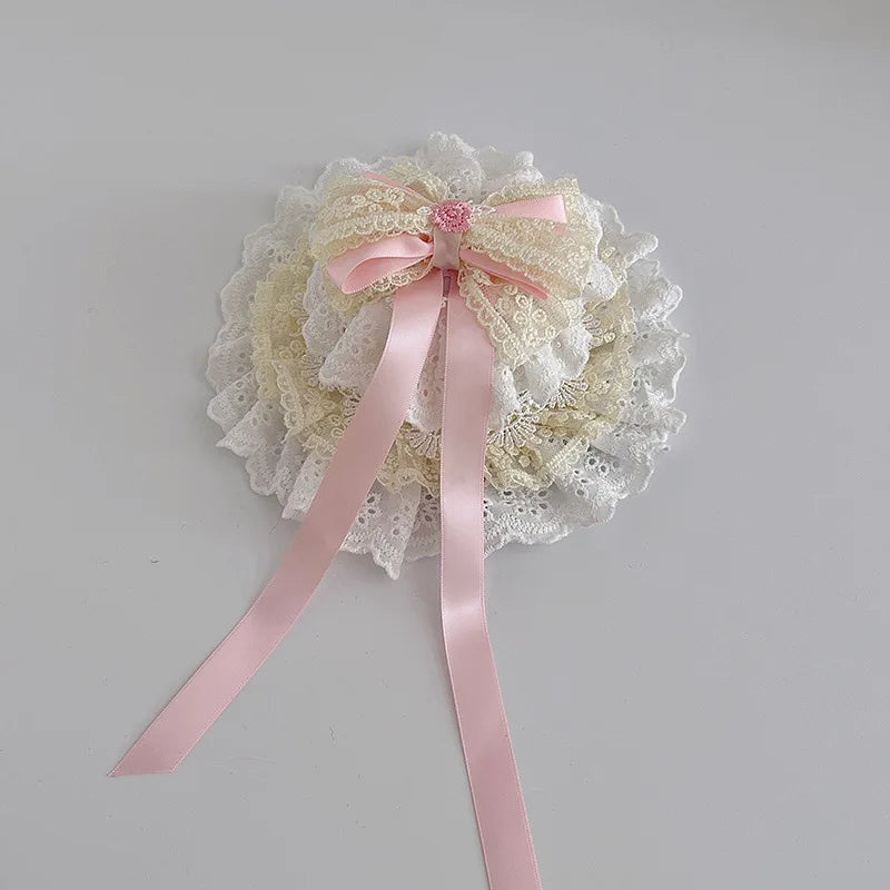 Vintage Lace & Bow Mini Top Hat Hair Clip