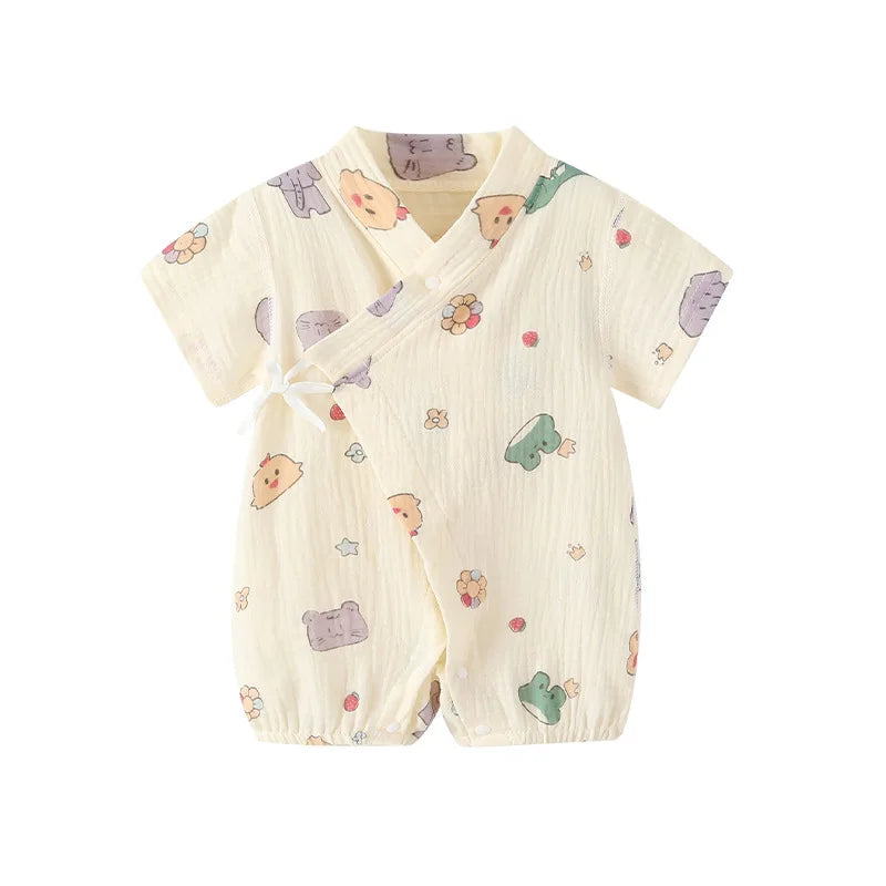 Unisex Baby Soft Cotton Printed Short Sleeve Bodysuit One-Piece