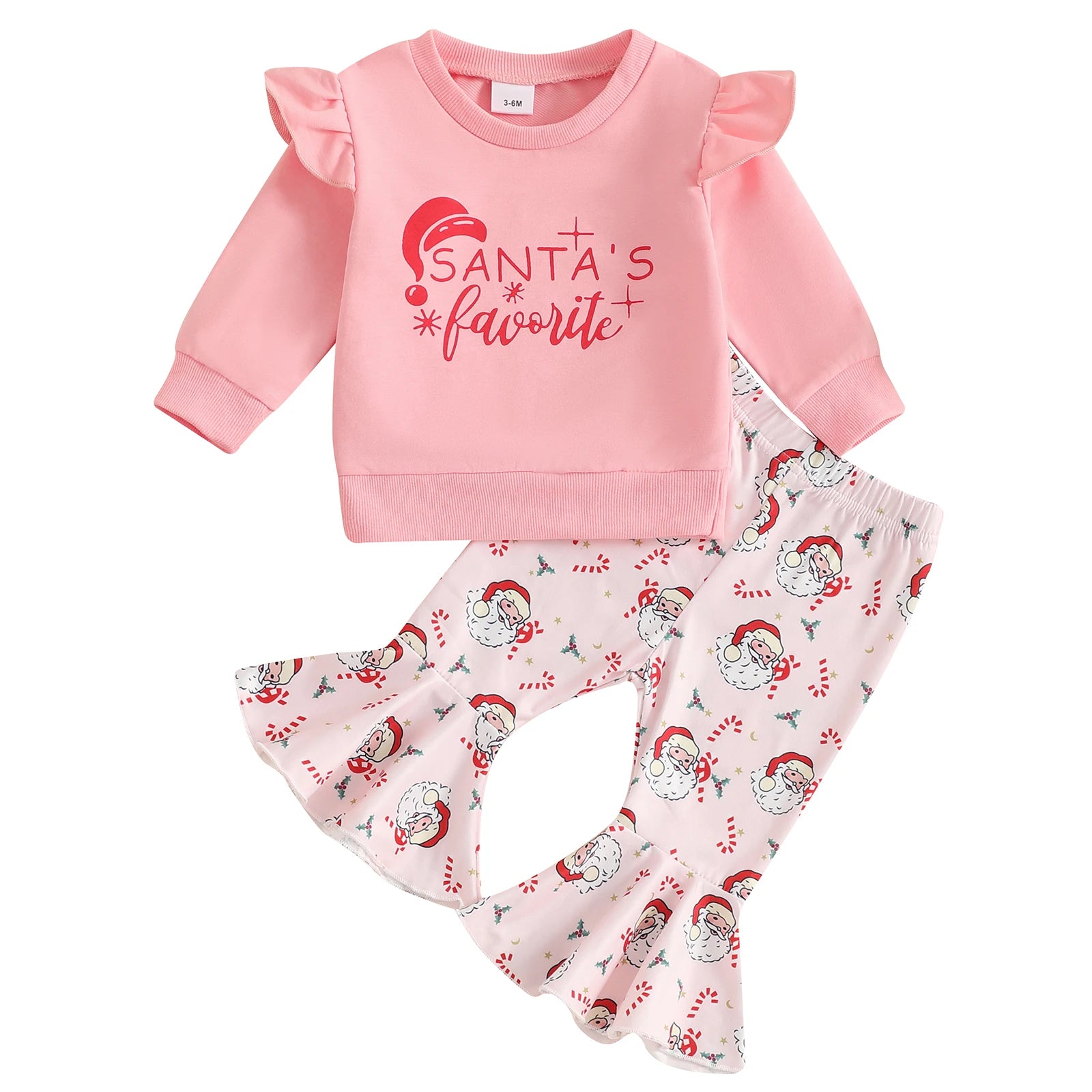 Baby Girl Christmas Santa Sweatshirt & Flare Pants Set