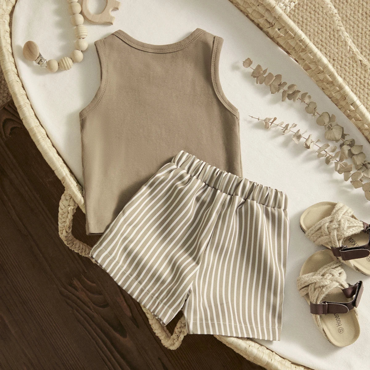 Baby Boy Summer Vest & Striped Shorts Set