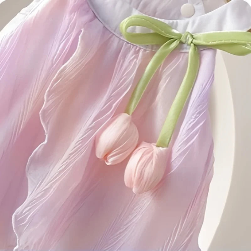 Adorable Baby Girls Tulip Decor Bodysuit