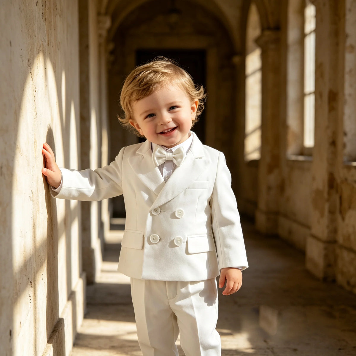 Toddler Boys' White Elegant Suit Set